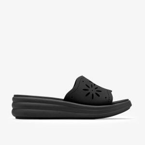 Womens Drift Floral Black Wedges