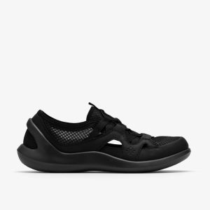 Womens Solevana Step Black Slip-Ons