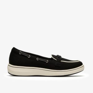 Womens BreezeSky Bay Black Canvas Loafers