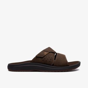 Mens Breeze Slide Dark Brown Flip Flops| Clarks