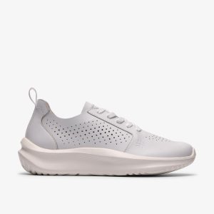 Womens Solevana Style White Leather Sneakers