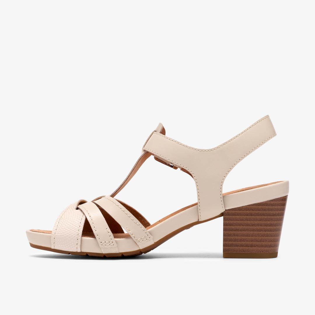Womens Kymber Glow Cream Leather Heeled Sandals - Image 2