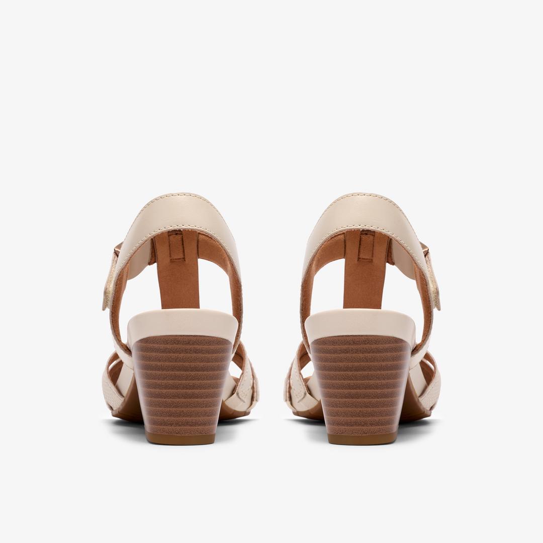 Womens Kymber Glow Cream Leather Heeled Sandals - Image 5