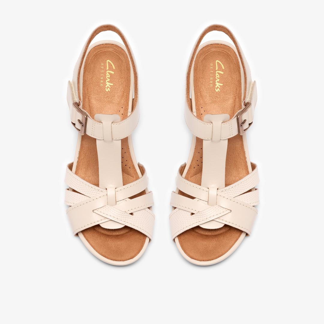 Womens Kymber Glow Cream Leather Heeled Sandals - Image 6
