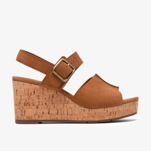 Womens Sabina Dream Tan Suede Wedges
