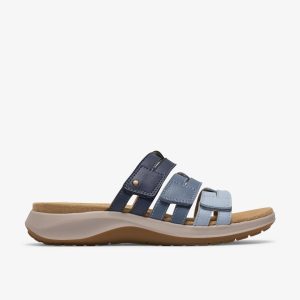 Womens Maelynn Abby Blue Combination Flat Sandals
