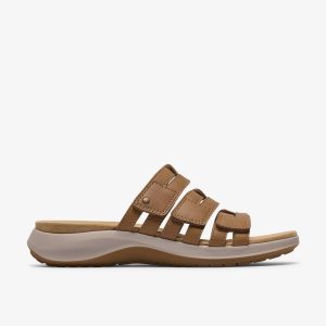 Womens Maelynn Abby Tan Leather Flat Sandals