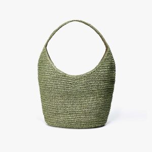 Womens Talia Straw Green Tote Bag