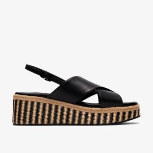 Womens Tessiah Cross2 Black Interest Wedges
