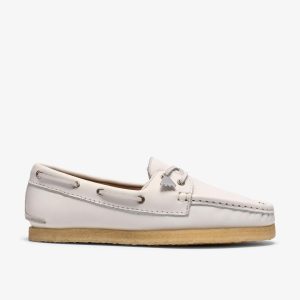 Womens Godney Boat White Grain Leather Boat Shoes