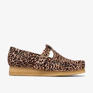 Womens Wallabee T Bar Leopard Print Shoes