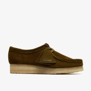 Womens Wallabee Olive Suede Wallabees