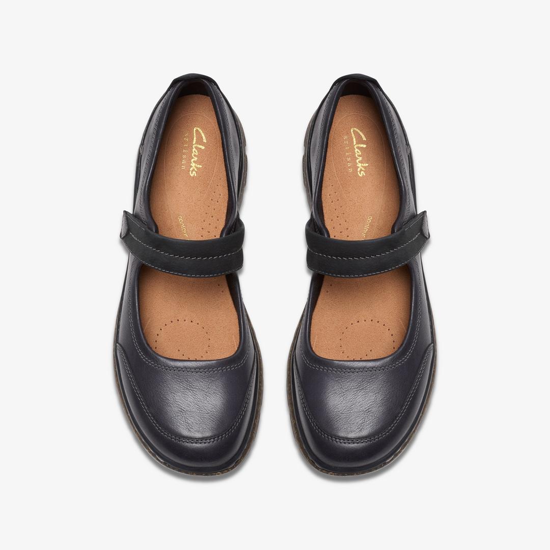 Womens Orlene Jane Black Leather Mary Janes - Image 6