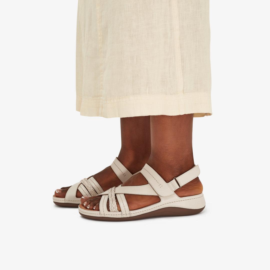 Women's Cecily Strap Cream Leather Strappy Sandals - Image 3