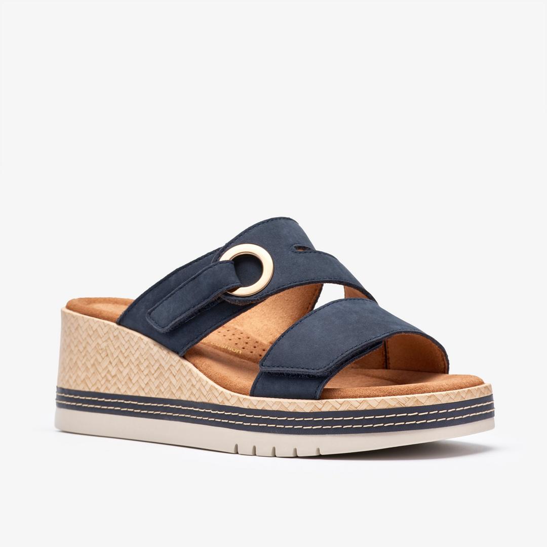 Womens Kidiki Cove Navy Nubuck Wedges - Image 4
