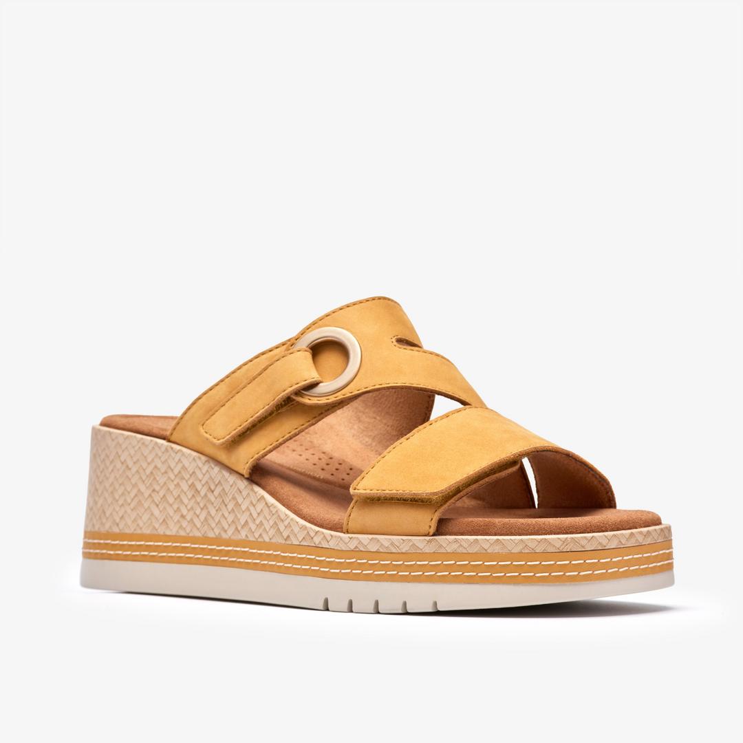 Womens Kidiki Cove Yellow Nubuck Wedges - Image 4