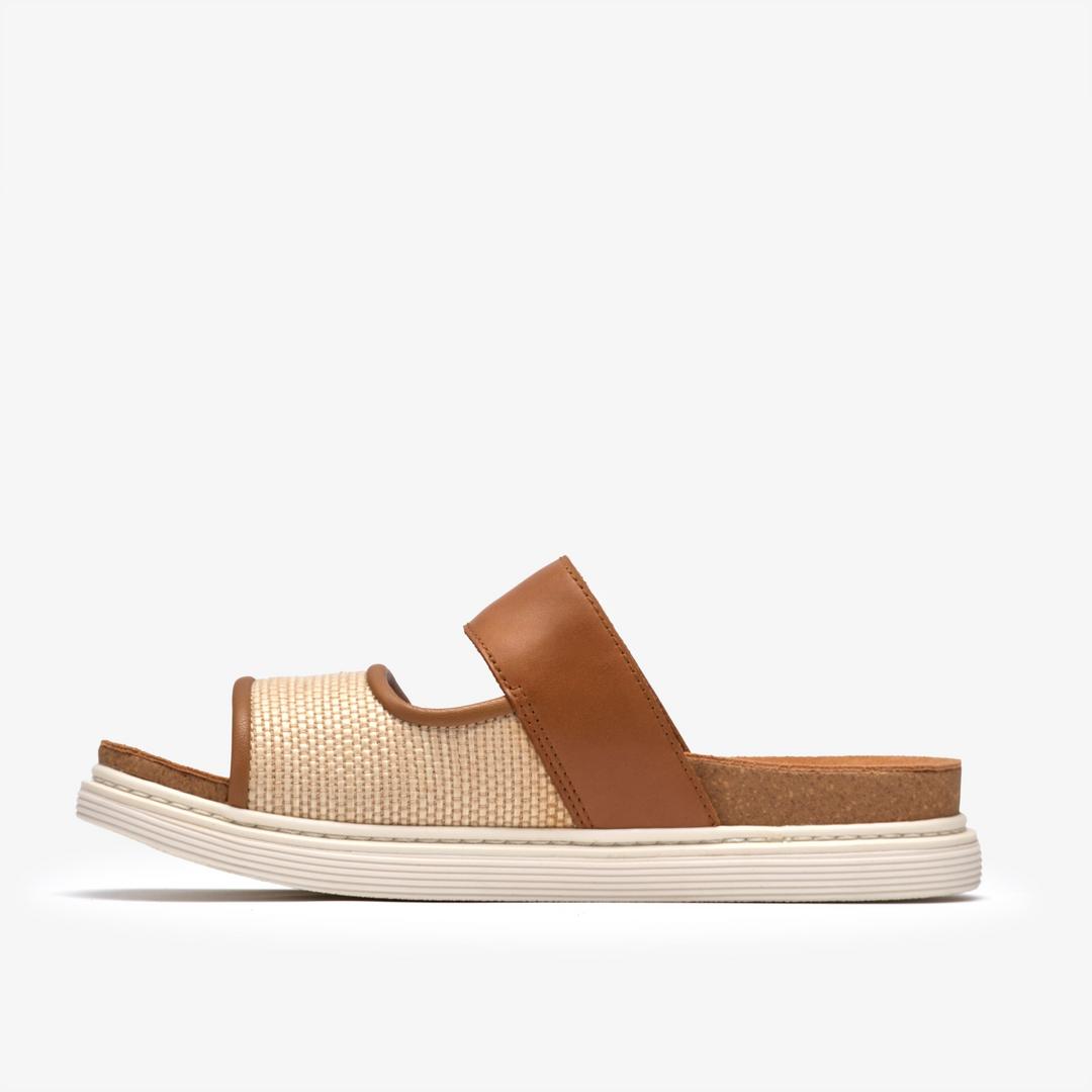 Womens Arwell Step Tan Leather Flat Sandals - Image 3