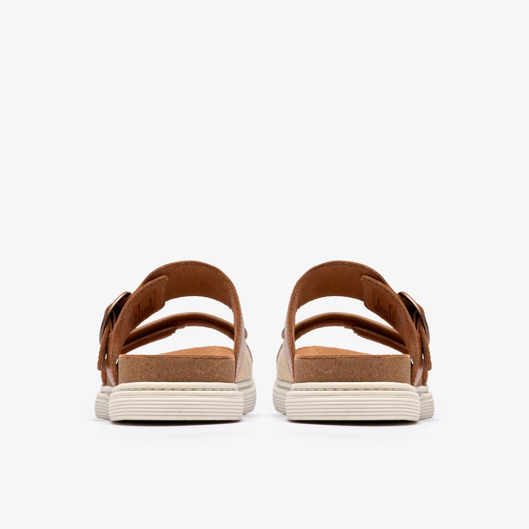 Womens Arwell Step Tan Leather Flat Sandals - Image 6