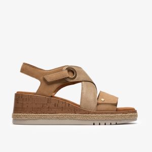 Womens Kidiki Sun Beige Combination Wedges