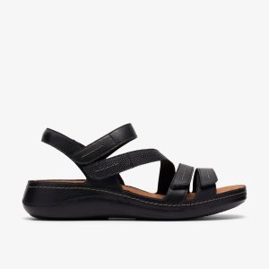 Womens Cecily Mix Black Combination Flat Sandal