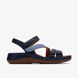 Womens Cecily Mix Blue Combination Flat Sandals
