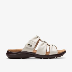 Women's Kitly Slide Cream Leather Flat Sandals