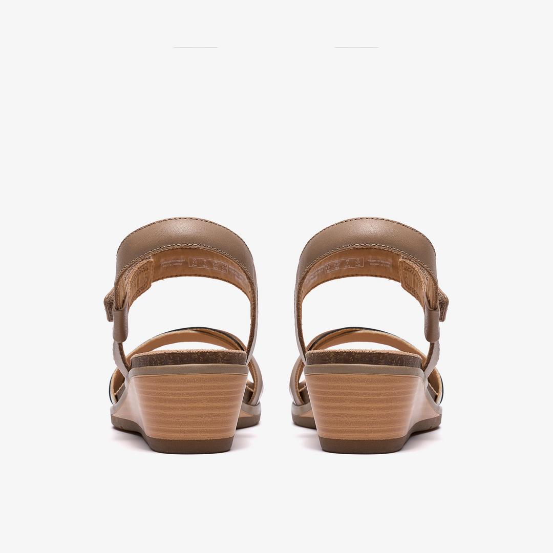 Womens Kacha Twist Taupe Combination Leather Wedges US - Image 6