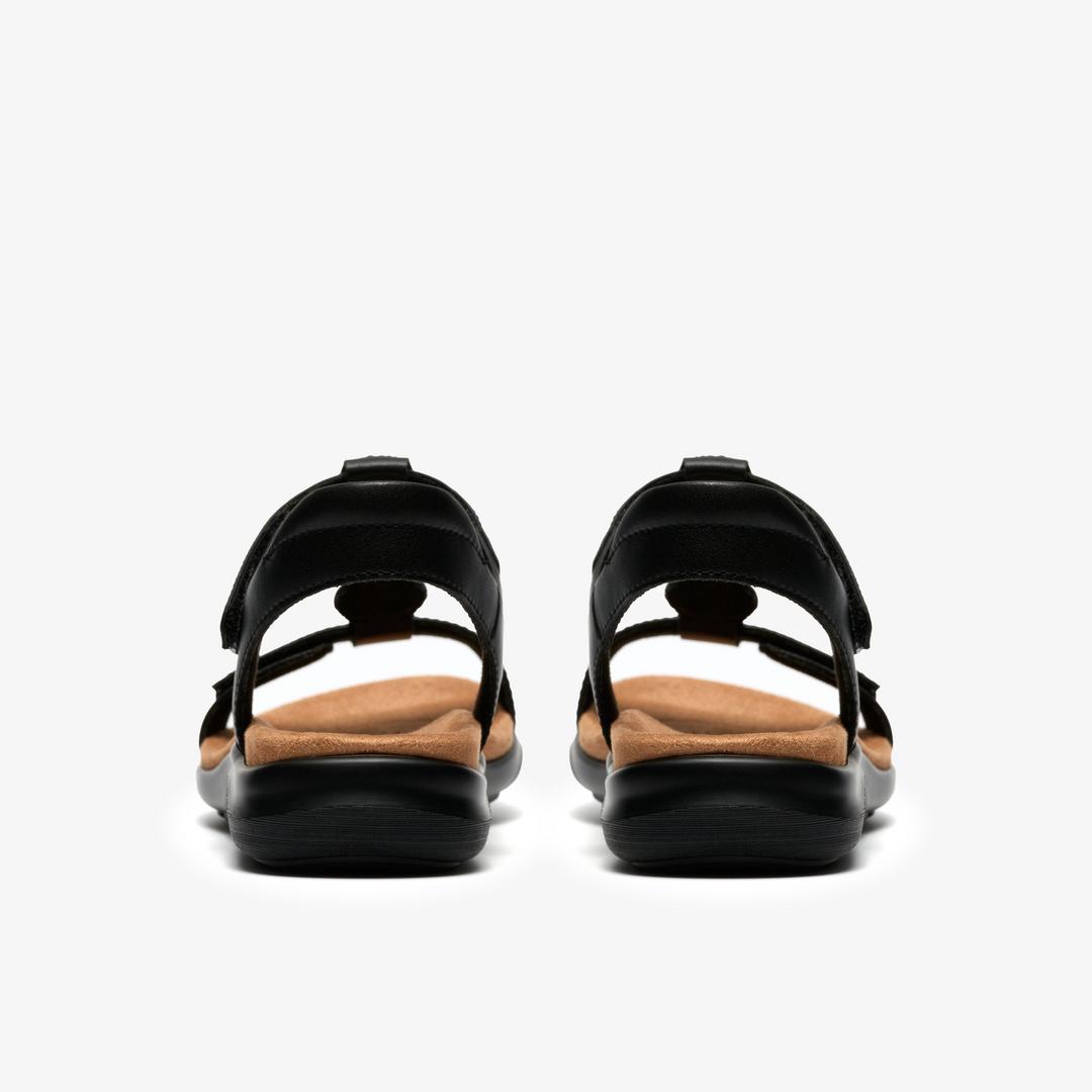 Womens Kitly Gem Black Leather Flat Sandals - Image 6