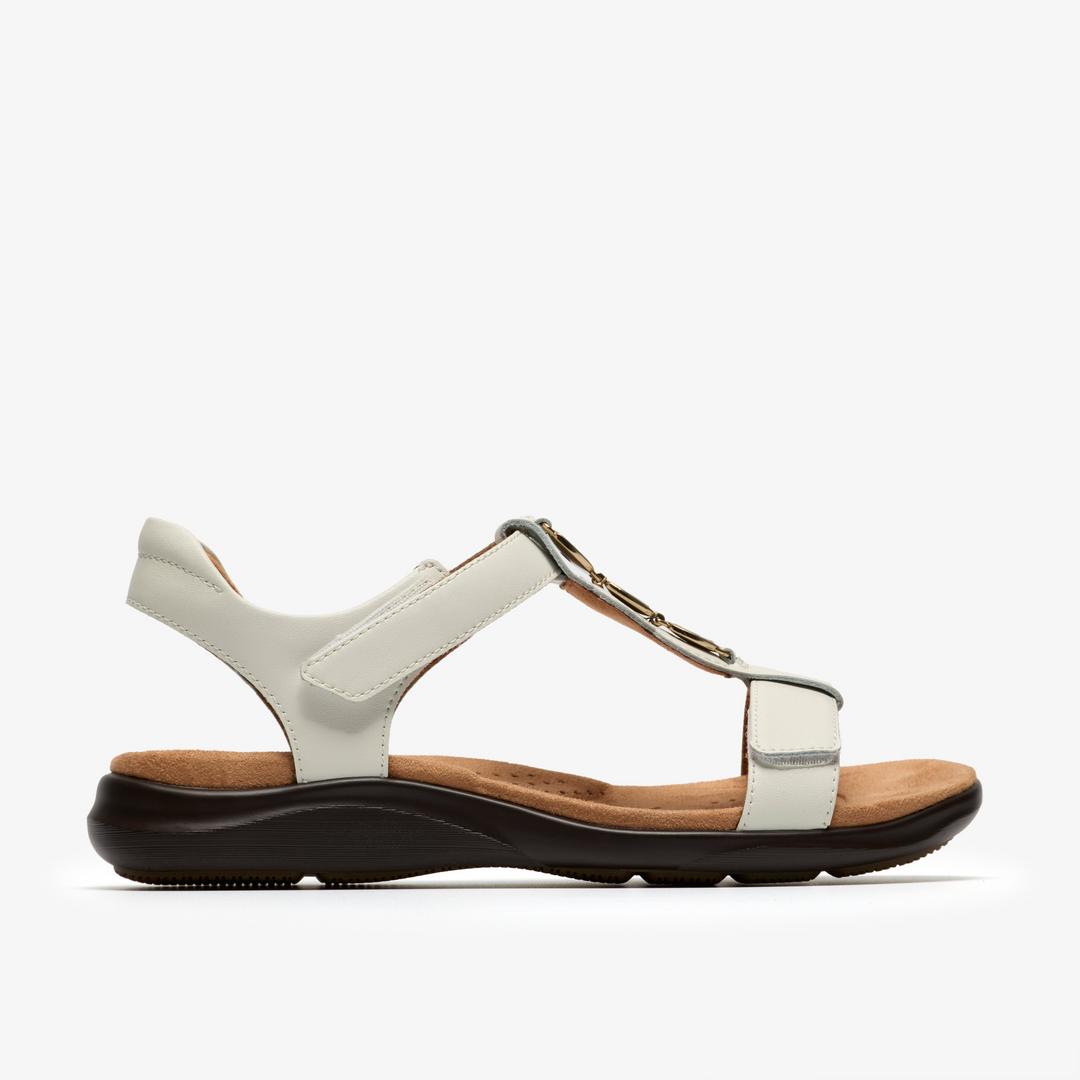 Womens Kitly Gem White Leather Flat Sandals