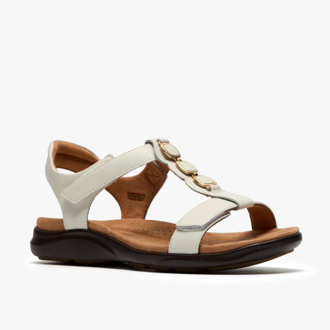 Womens Kitly Gem White Leather Flat Sandals - Image 4