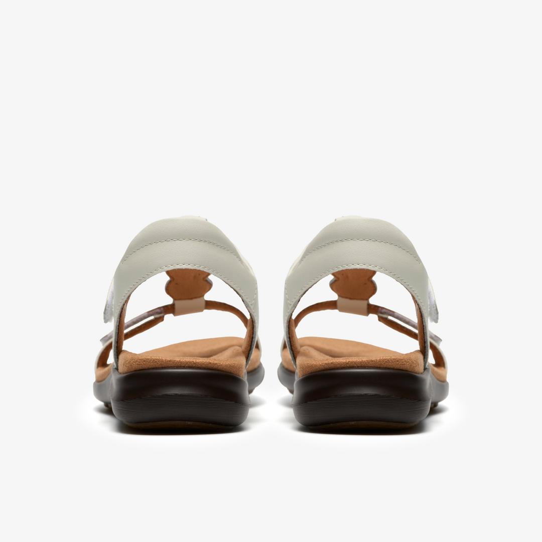 Womens Kitly Gem White Leather Flat Sandals - Image 5