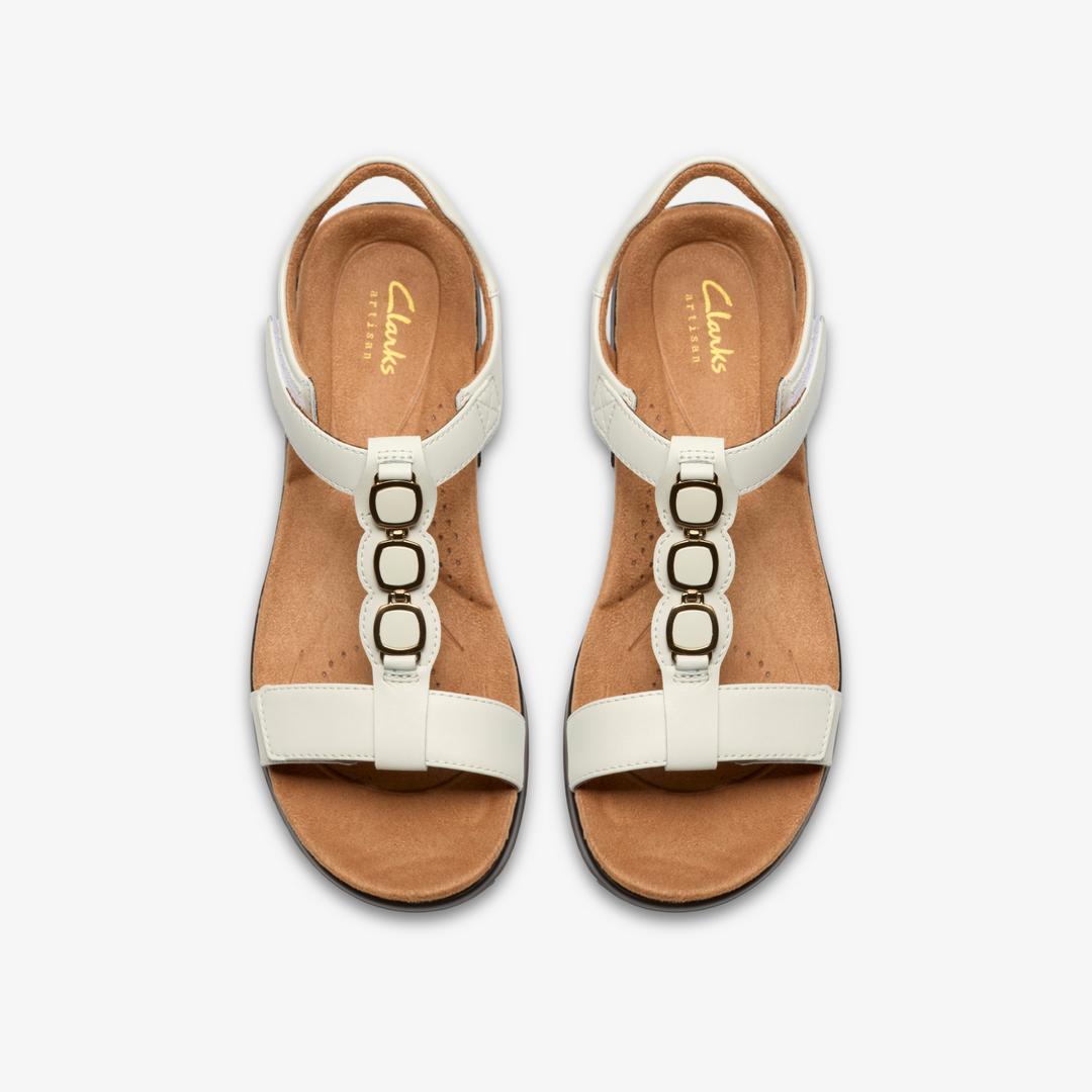 Womens Kitly Gem White Leather Flat Sandals - Image 6