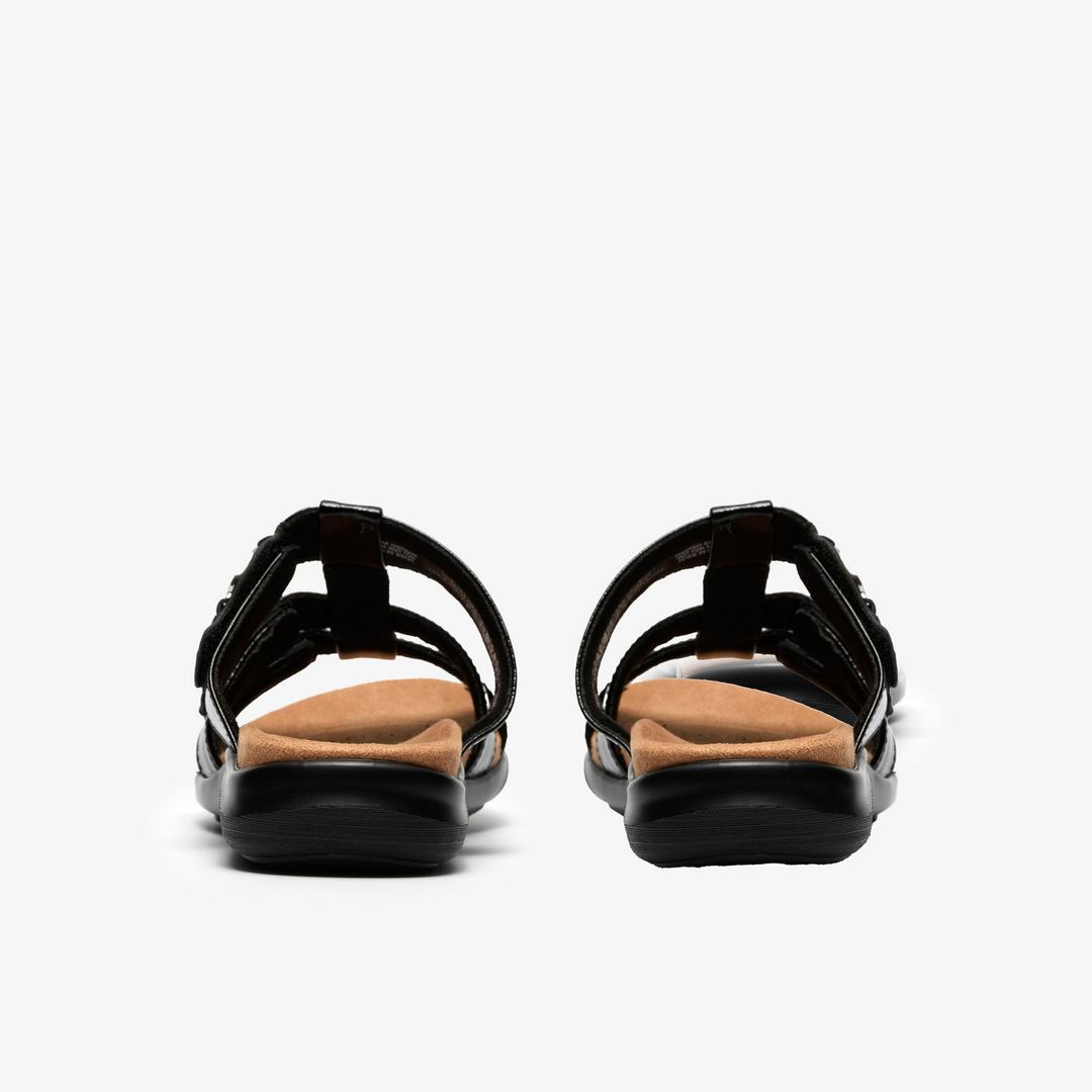 Womens Kitly Pearl Black Patent Flat Sandals - Image 5