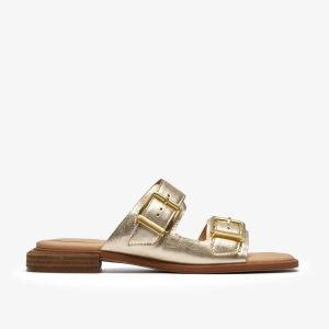 Womens Ariany Bay Soft Gold Flat Sandals