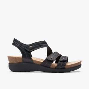 Womens Calenne Clara Black Wedge Sandals