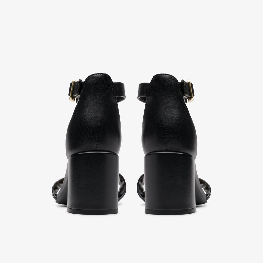 Women's Ezoria Mae Black Leather Heeled Sandals - Image 5