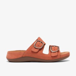 Womens Cecily Step Burnt Orange Flat Sandals