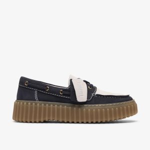 Womens Torhill Boat Navy Combination Boat Shoes