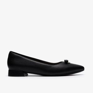 Womens Natalyn Trim Black Leather Slip-Ons