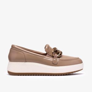 Womens Zylah May Taupe Leather Loafers US