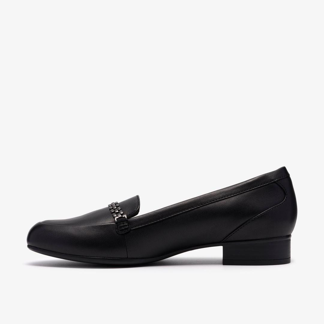 Womens Juliet Mia Black Leather Slip-Ons - Image 2
