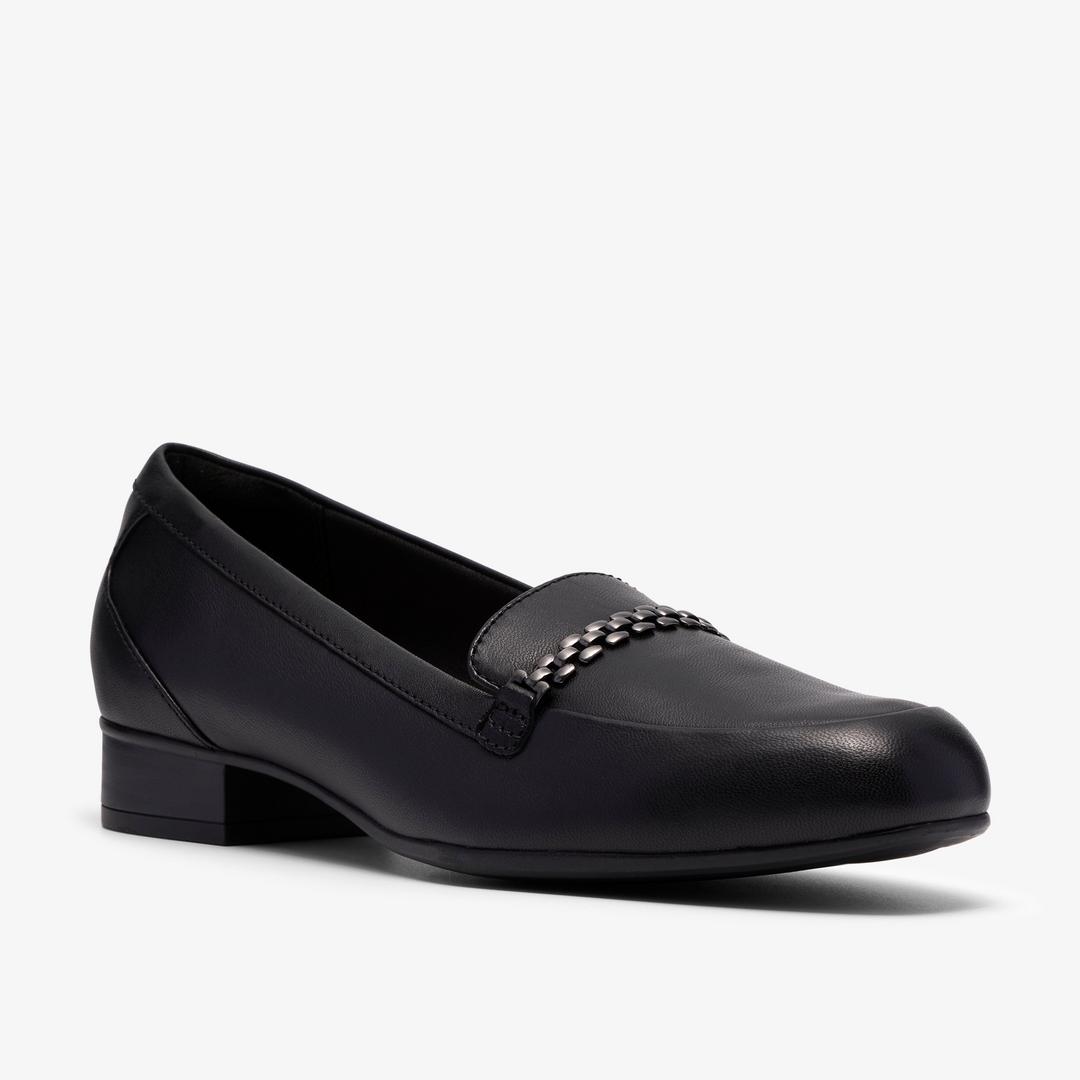Womens Juliet Mia Black Leather Slip-Ons - Image 4