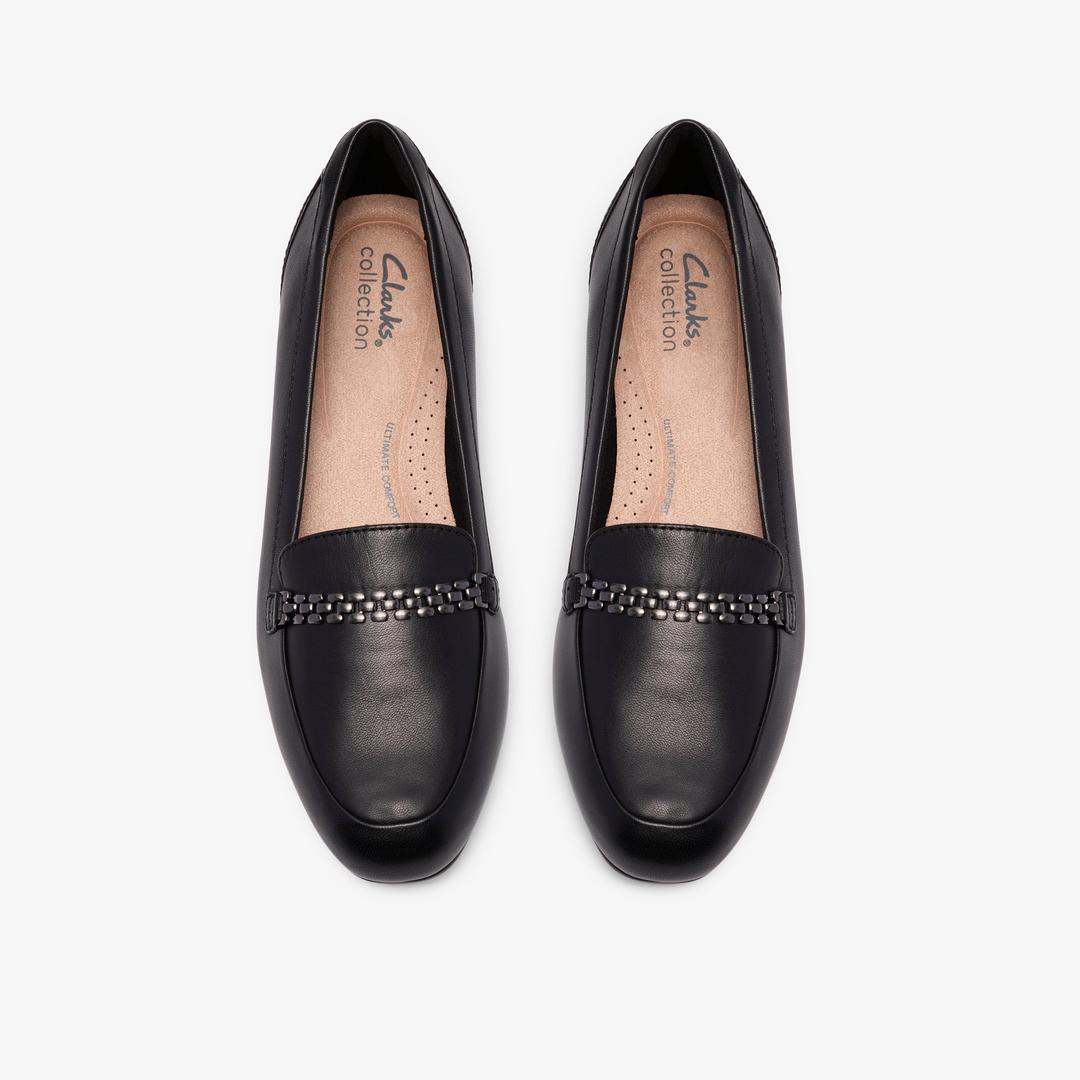 Womens Juliet Mia Black Leather Slip-Ons - Image 6