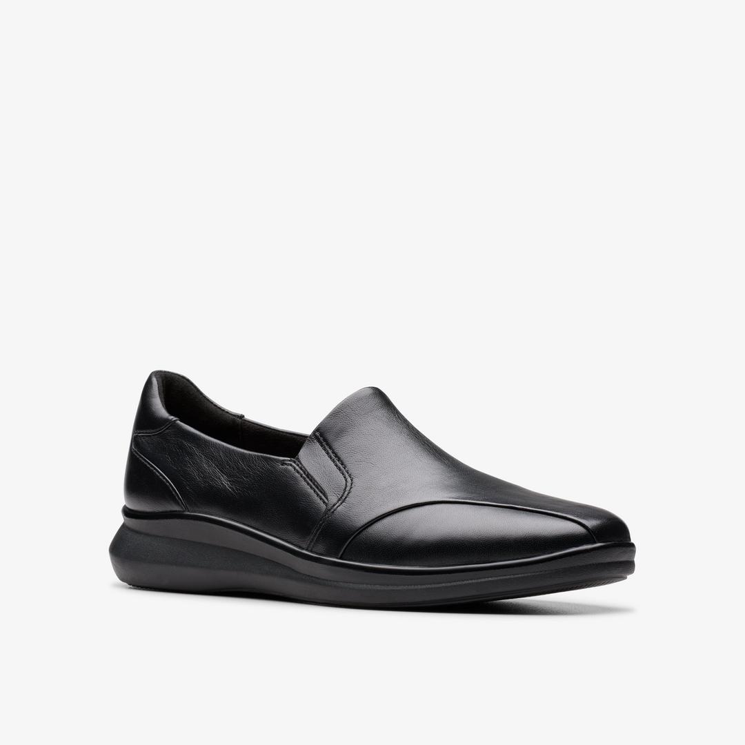 Womens Lynell Edge Black Leather Loafers - Image 5