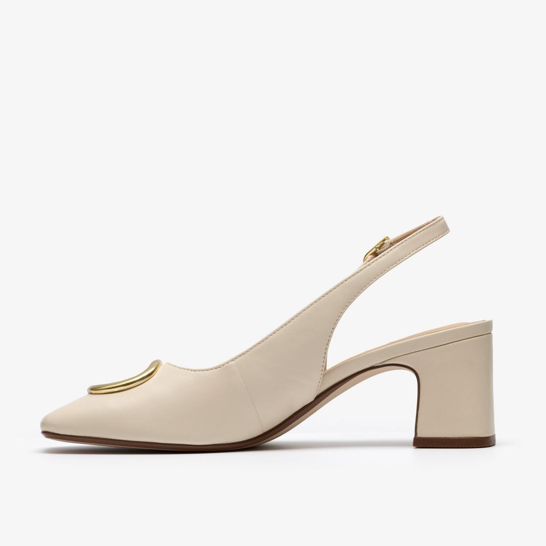 Womens Fernie Sling Cream Leather Court Shoes - Image 2