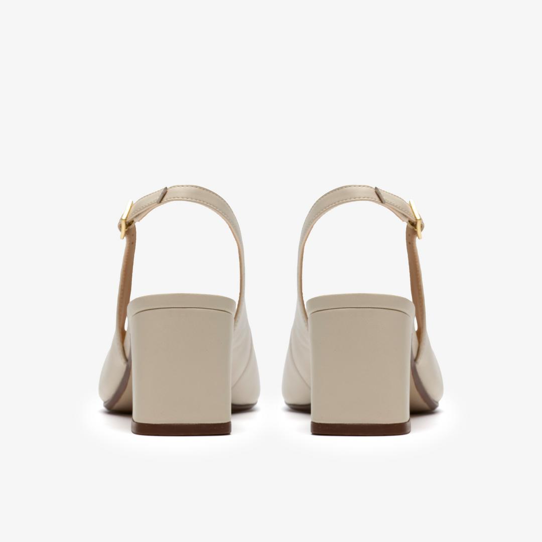 Womens Fernie Sling Cream Leather Court Shoes - Image 5