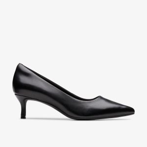 WOMENS Zarey Court Black Leather Court Shoes US