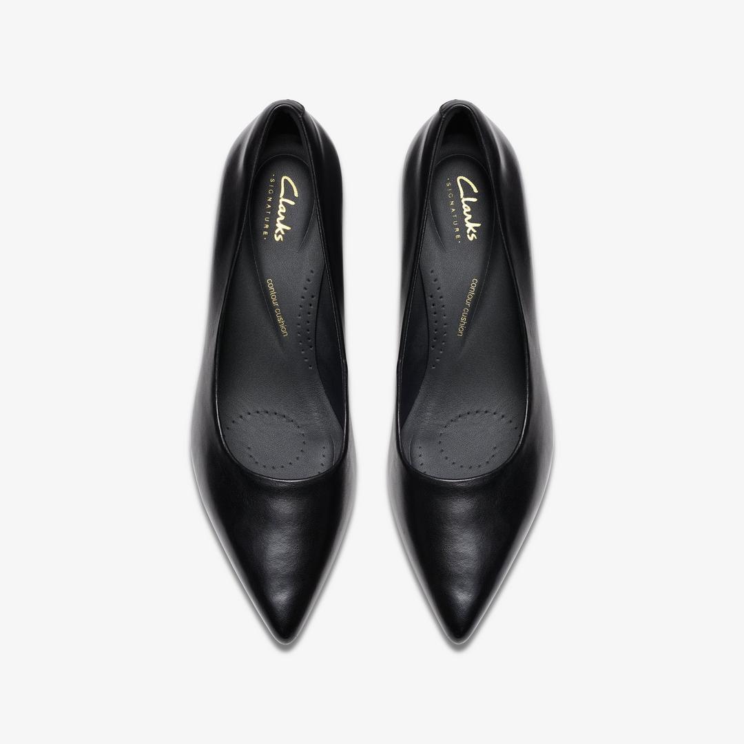 WOMENS Zarey Court Black Leather Court Shoes US - Image 7