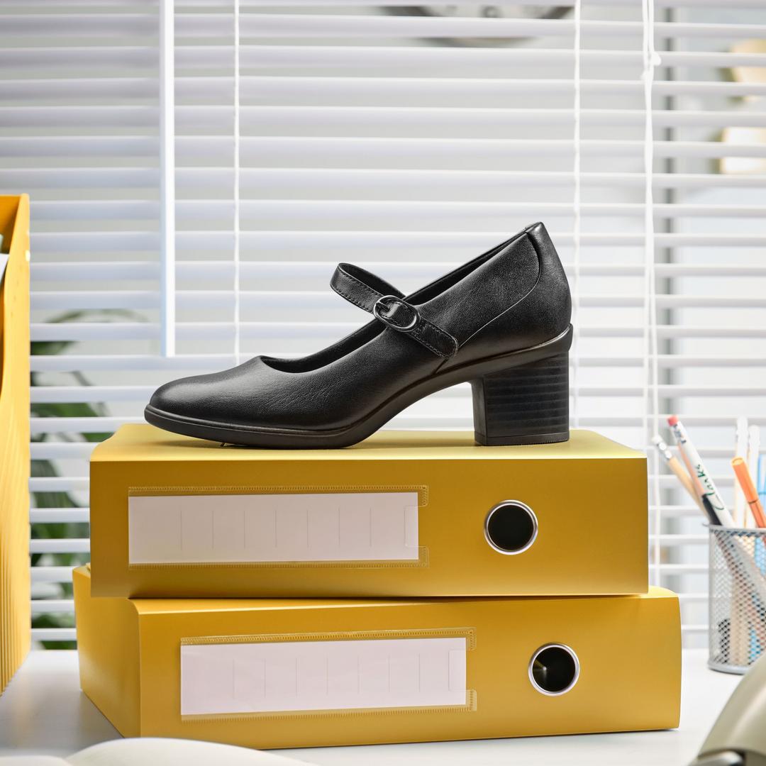Womens Shaya Jane Black Leather Mary Janes - Image 8