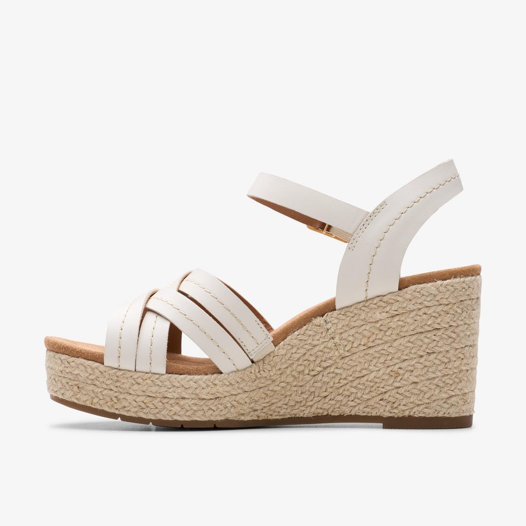 Women's Sabina Strap Cream Leather Wedges - Image 2